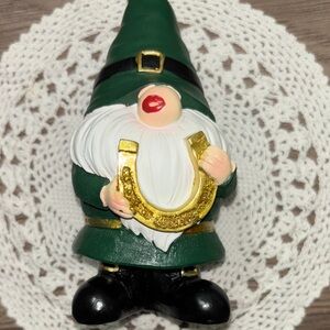 Green and Gold Leprechaun Gnome Figurine (has callout)